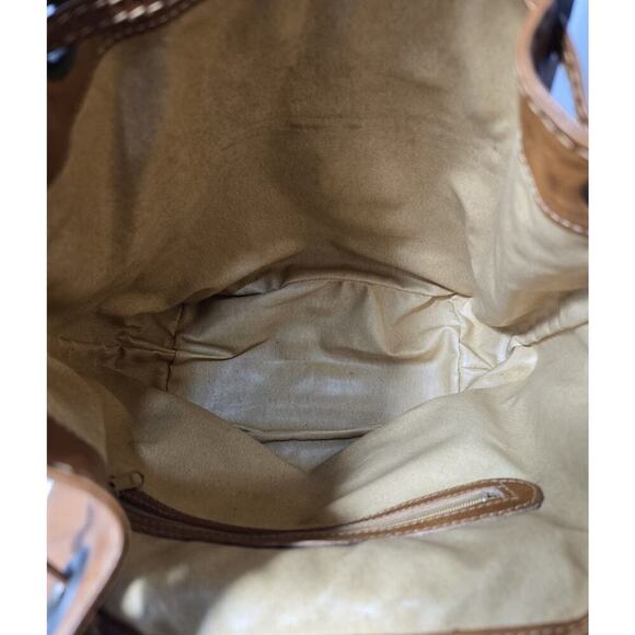 Vintage Pelletteria SPIGOLA Italy Crossbody Drawstring Cognac Leather Bag Purse - Picture 11 of 13